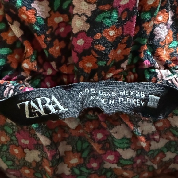 Zara Floral Print Puff Sleeve Peplum Top Size Small - Picture 2 of 4